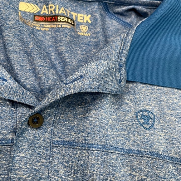 [L]Ariat Tek Men's Blue Polo Shirt heat series - Picture 2 of 5